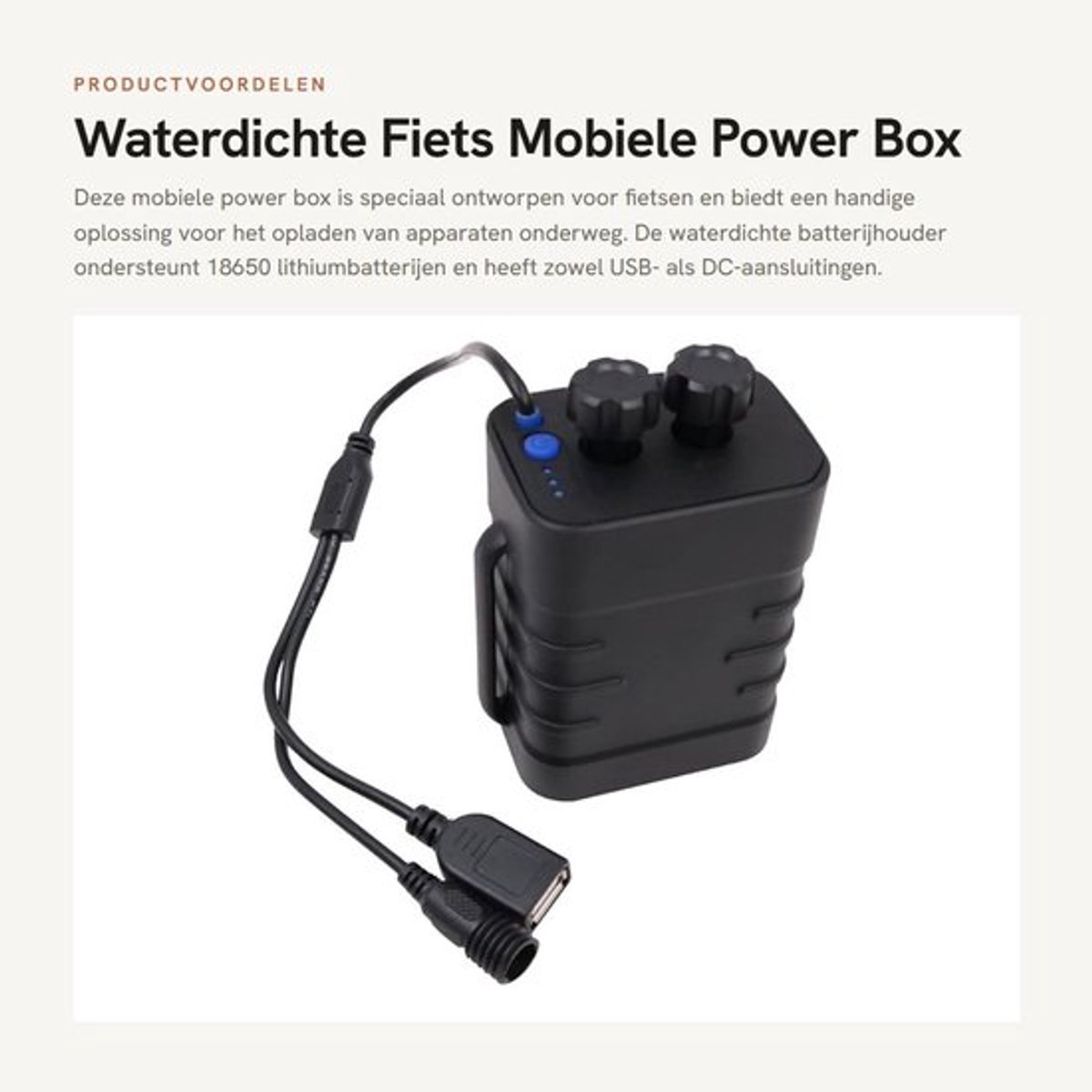 Batterijhouder 8.4V - Waterdicht - Oplaadfunctie - USB/DC Interface - Geschikt voor 2/4x 18650 Batterijen - Compact en Lichtgewicht - Powerbank