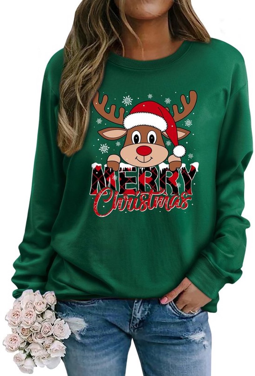 Kersttrui Dames - Ronde Hals - Lange Mouwen - Casual Stijl - Grappige Kerstmotieven - Zacht en Comfortabel - Kerstsweater