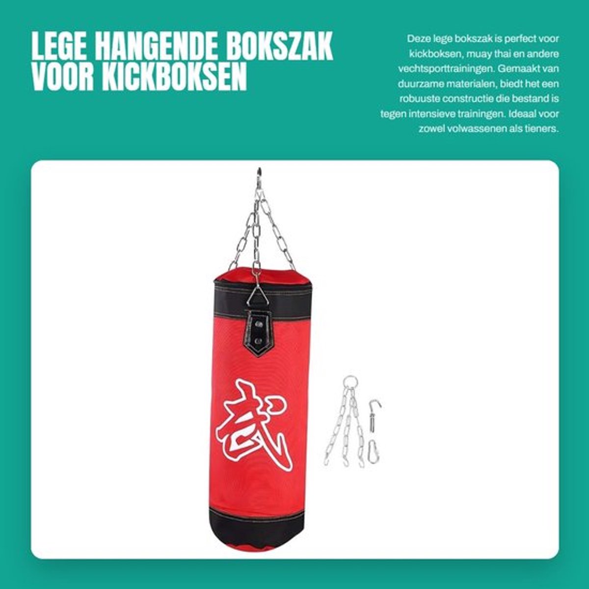 Bokszak Robuust - Lege Bokszak - Zware Bokszak - Kickboksen - Muay Thai - Vechttraining - 4 Maten (60CM) - Training Bag
