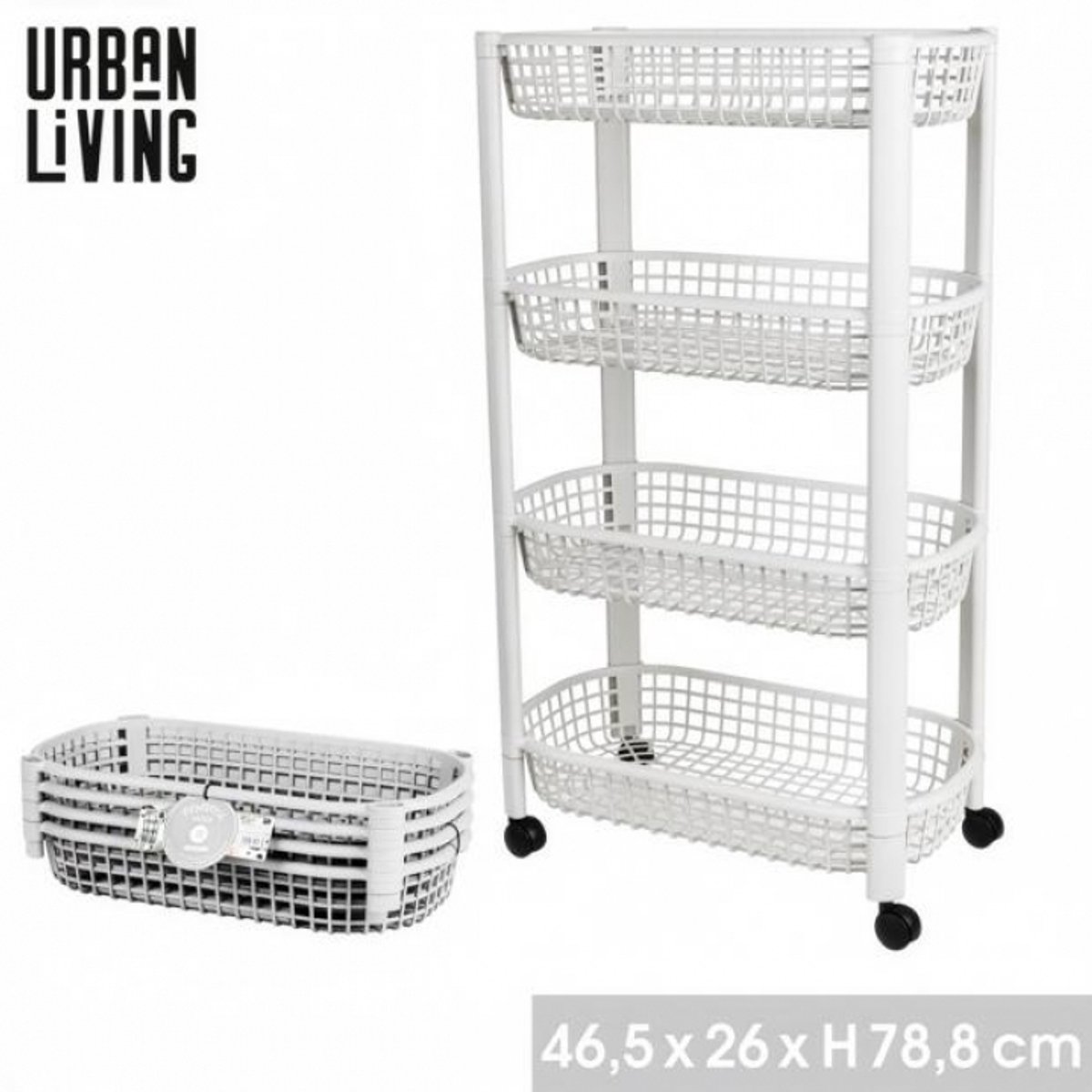 "BASIC" SERVEERWAGEN MET 4 NIVEAUS 46,5X26XH78,8 CM PURE