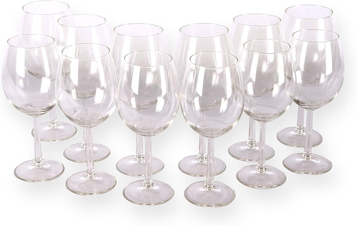 SnelShoppen - 12-delige Wijnglas Set | 6x Rode Wijn Glazen 430ml & 580ml | Perfect voor Feesten, Diner en Tuin | Transparant Glas voor Elke Gelegenhei