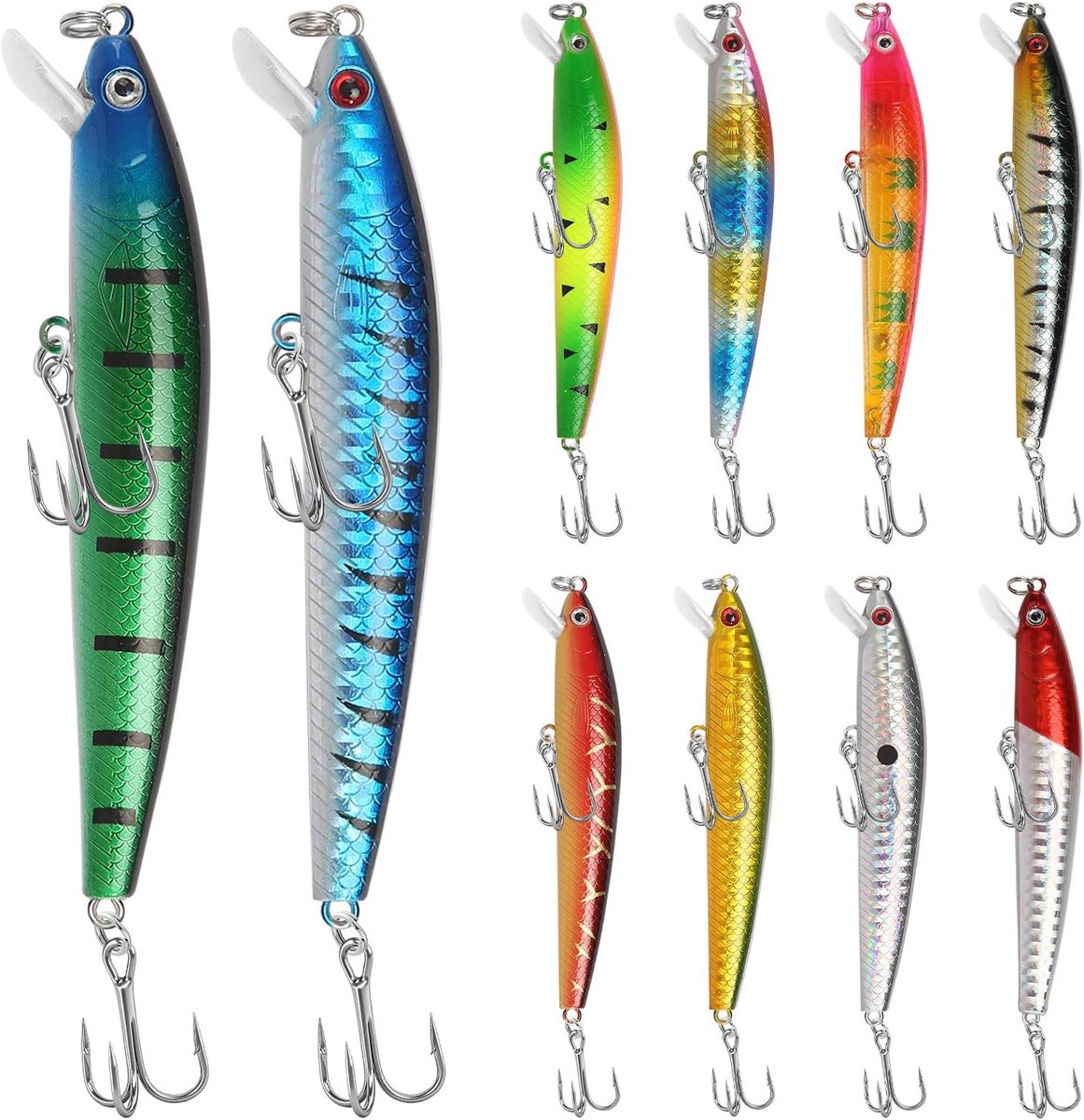 SnelShoppen - Wobbler Vissersset van 10 Lures - Lifelike Pike, Zander, Perch, Trout Bait - Hoogwaardige Metalen Lures voor Zoet en Zout Water