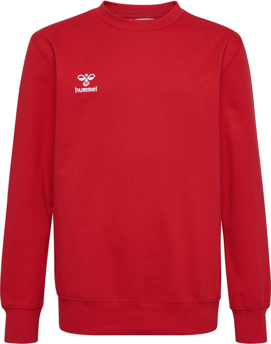 Sweat rouge avec logo Hummel blanc sur la poitrine.