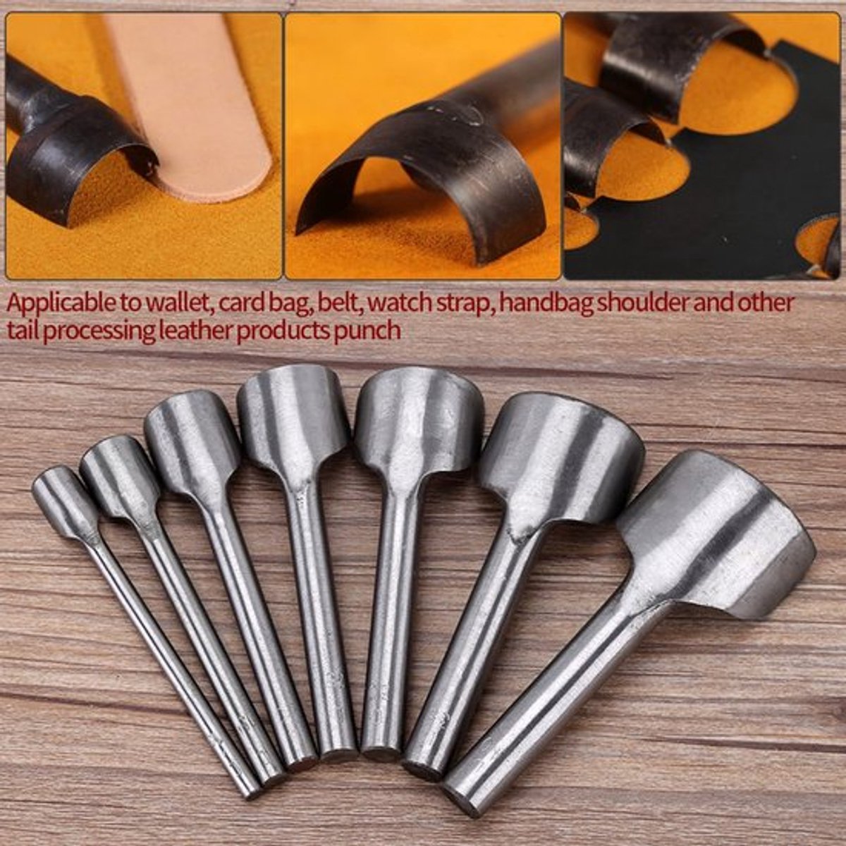 Cutter Set 7 Stuks - Halve Cirkel Cutter - Leer Gereedschap - A3 Staal - 10-40mm - Duurzaam en Scherpe Snede - Leerpunch