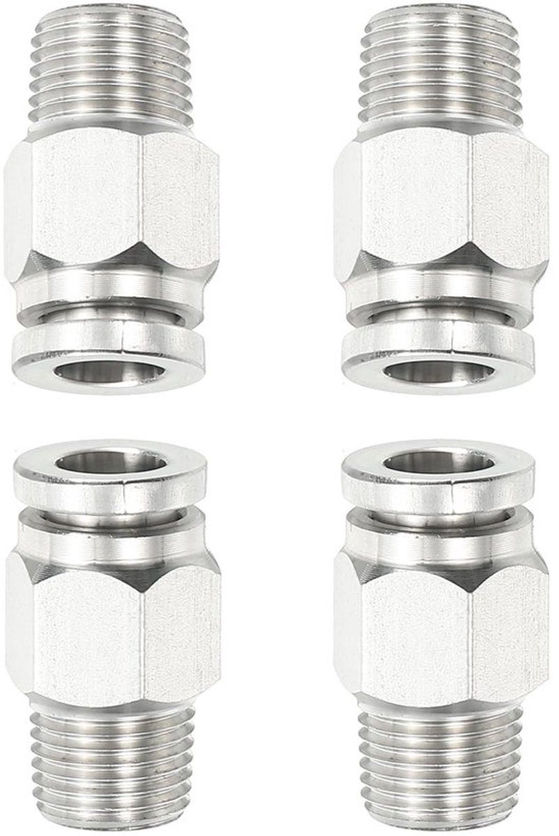 Fitting Push-to-Connect 1/4" Buis OD - 1/4" NPT Buitendraad - 304 Roestvrij Staal - Gereedschapsvrij - Pneumatische Verbindingen - Pneumatische Connector