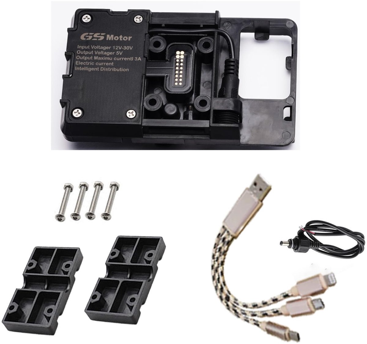 SnelShoppen - Mobiele Telefoonhouder voor BMW Motorfiets - Navigatiehouder met Dubbele USB - Motoraccessoires voor R1200GS LC, Adventure, S1000XR/RS,