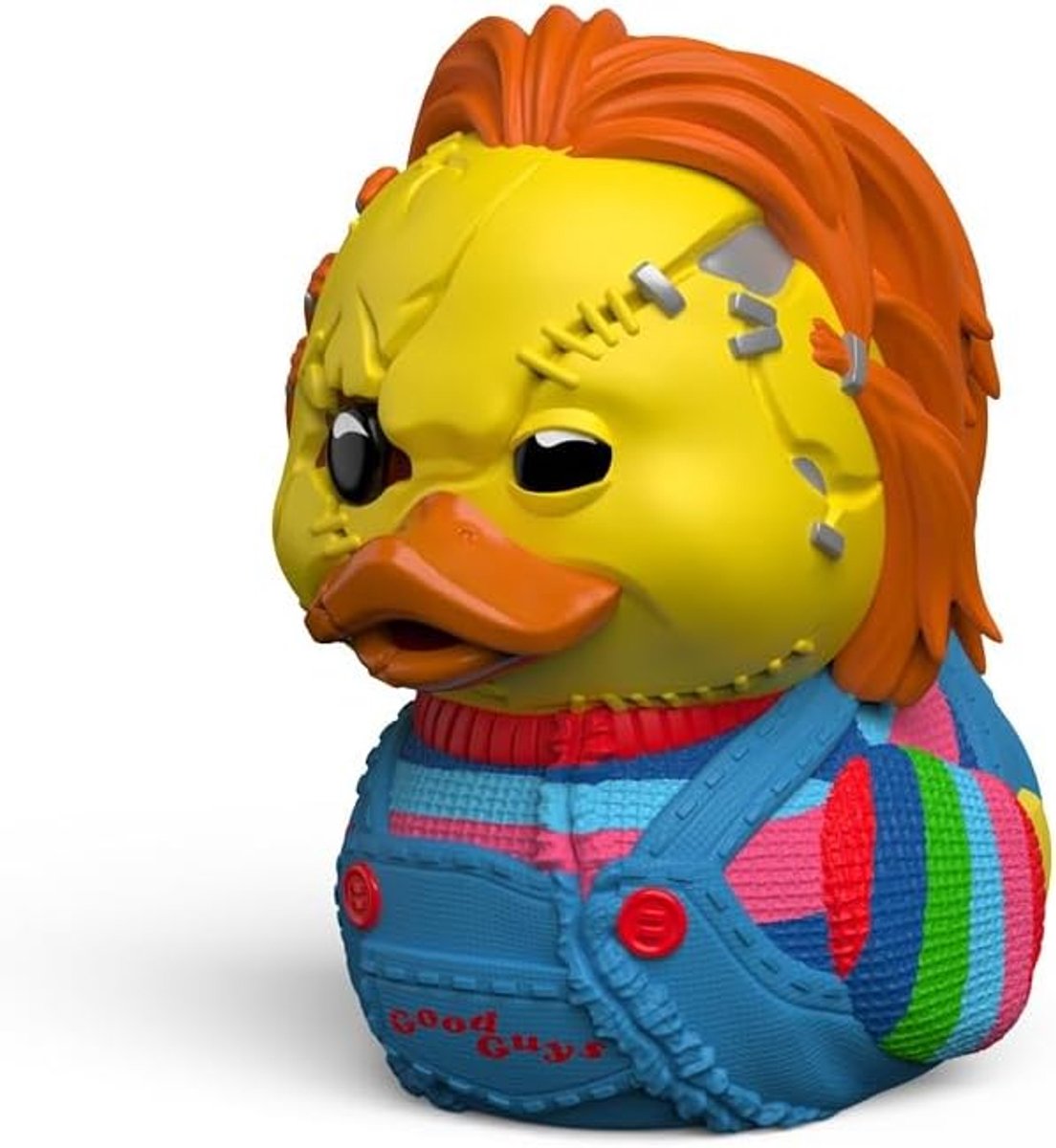 SnelShoppen - TUBBZ Mini Chucky Cosplay Rubber Duck - Schattige Horror En Popcultuur Verzamelobject - 5 cm - Perfect Voor Feest, Cadeau, Decoratie