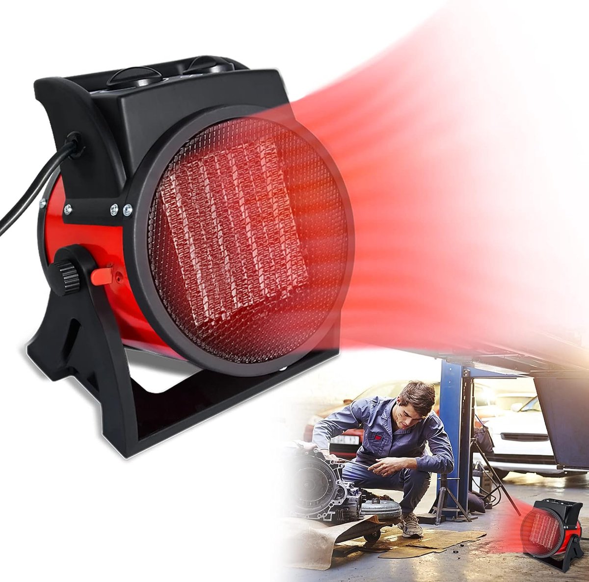 SnelShoppen - Keramische Ventilator Kachel, Elektrische Heater, Snelle Verwarming, 2 Warmtestanden, PTC Keramisch Element, Ideaal voor Garage, Bouwpla