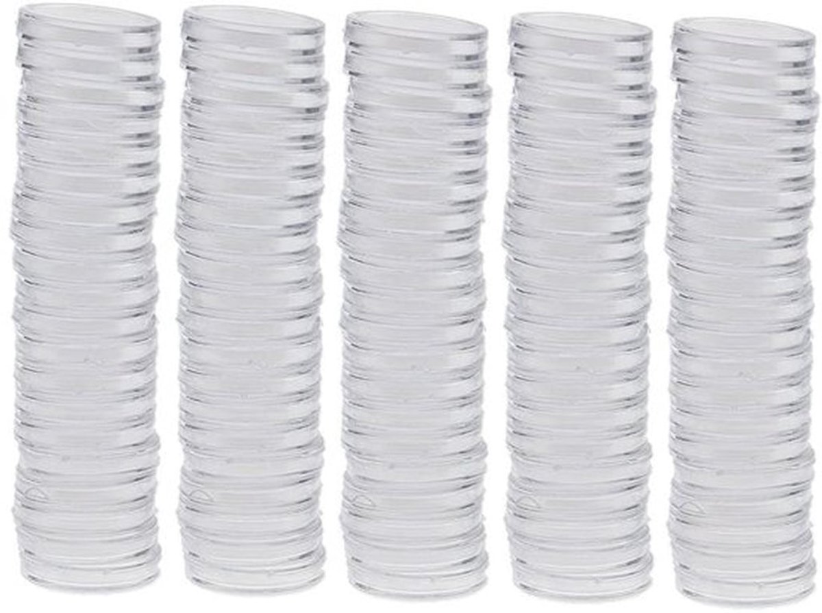 Muntenhouder 100 Stuks - Ronde Capsules - Muntcontainer - Opslag - Bescherming - Polymeer Materiaal - Muntenbox