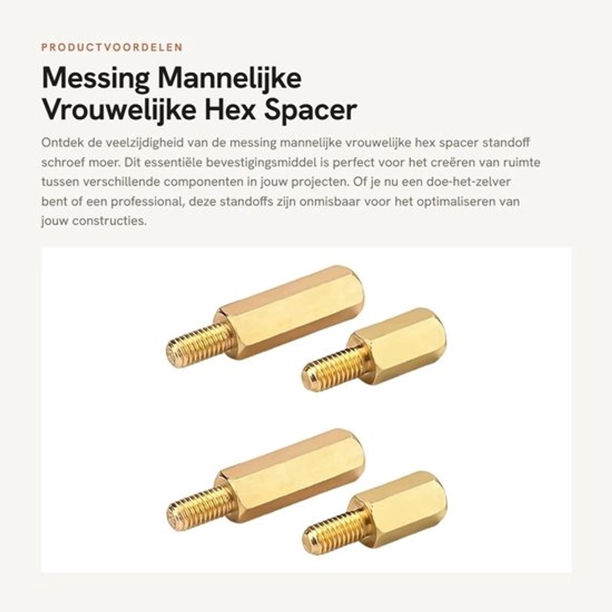Messing Mannelijke Vrouwelijke Hex Spacer - Bevestigingsmiddelen - Goud - M3x15+6mm - Voor Componenten - 20 Stuks