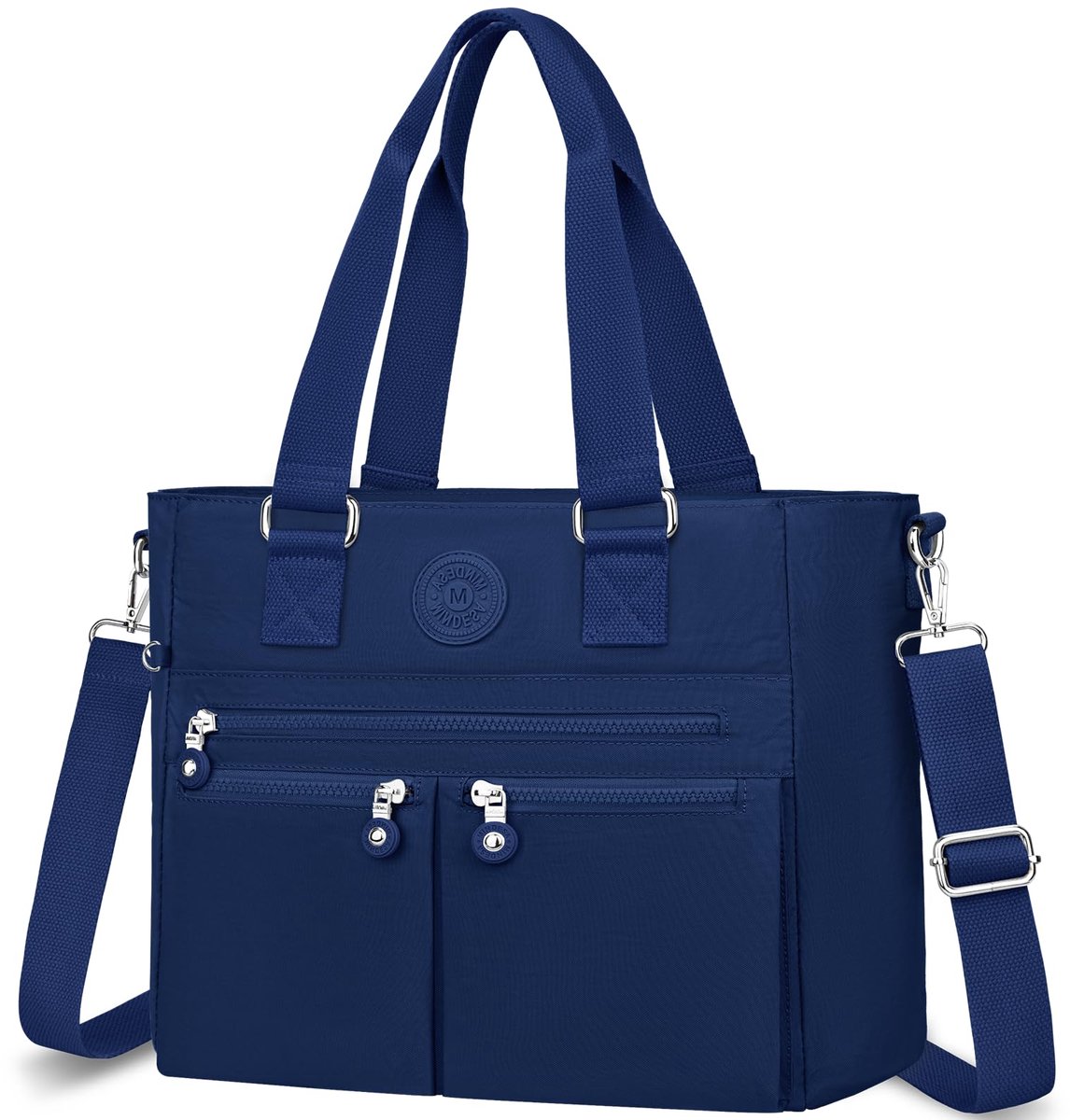 SnelShoppen - VOBUKE Handtas Dames, Grote Waterdichte Schoudertas, Nylon Shopper met Meerdere Zakjes en Verstelbare Schouderbanden, Marineblauw, 33.5