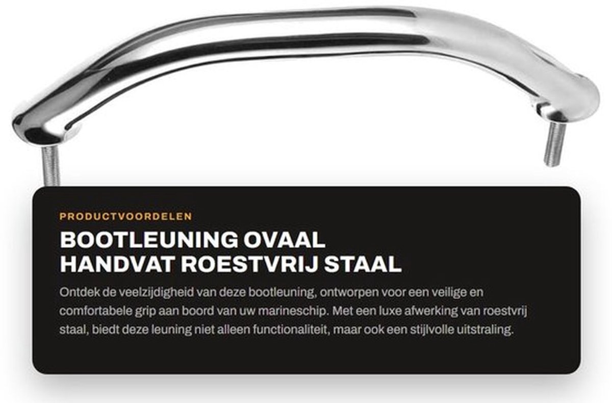 Bootleuning Ovaal - Roestvrij Staal - Handvat - Handgreep - Universeel - Geschikt voor Jachten/Campers