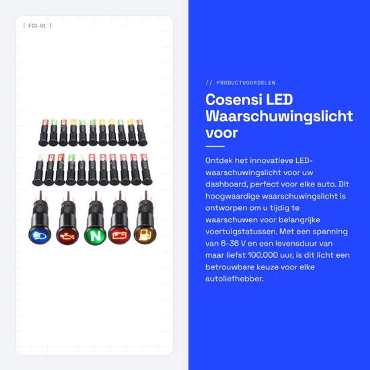 LED Waarschuwingslicht voor Dashboard - Waterdicht Design - 12/24/36 V - Compact Formaat - Langdurige Levensduur - Voor Auto's