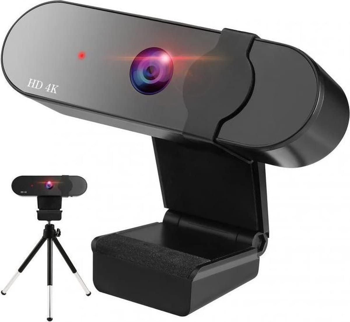 SnelShoppen - 4K HD Webcam USB Computer Webcam met Privacy Shutter en Tripod - Autofocus, Microfoon voor Skype, Video Calls, Conferenties, Streaming