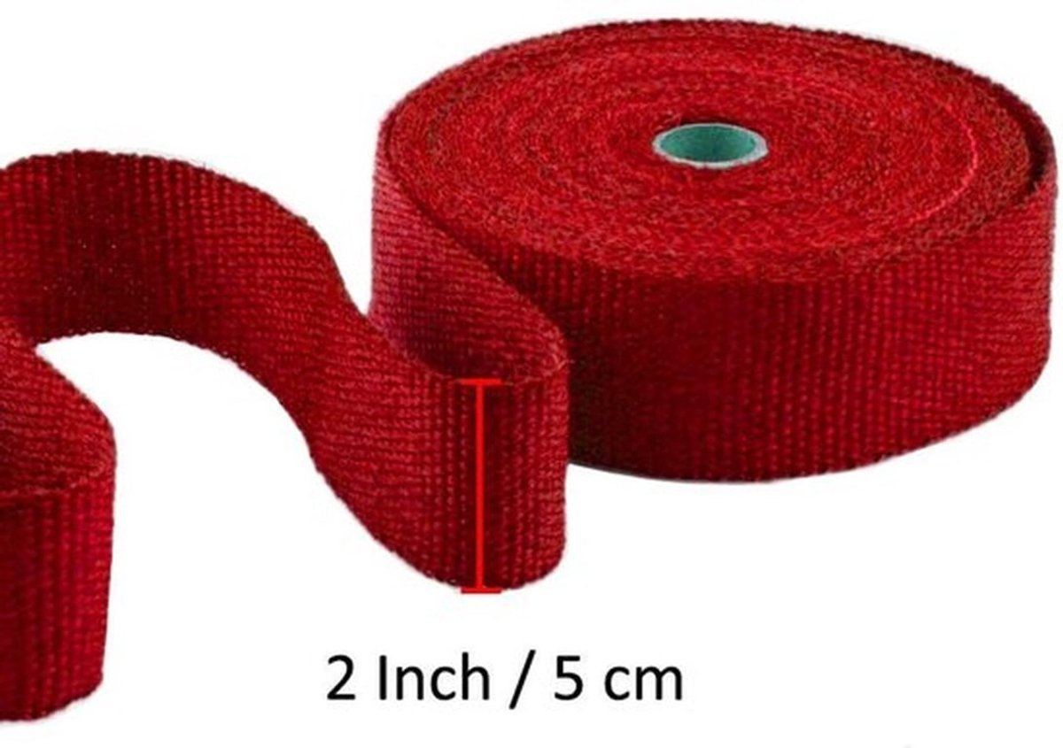 Heat Wrap Tape - Rood Fiberglass Isolatie Tape - Warmtebestendig voor Auto's en Motoren - 5CM x 10M - Ideaal voor Temperatuurbescherming...