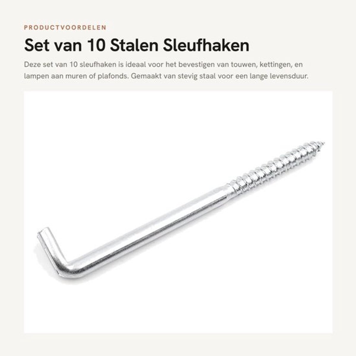 Set van 10 Stalen Sleufhaken voor Wand en Plafond