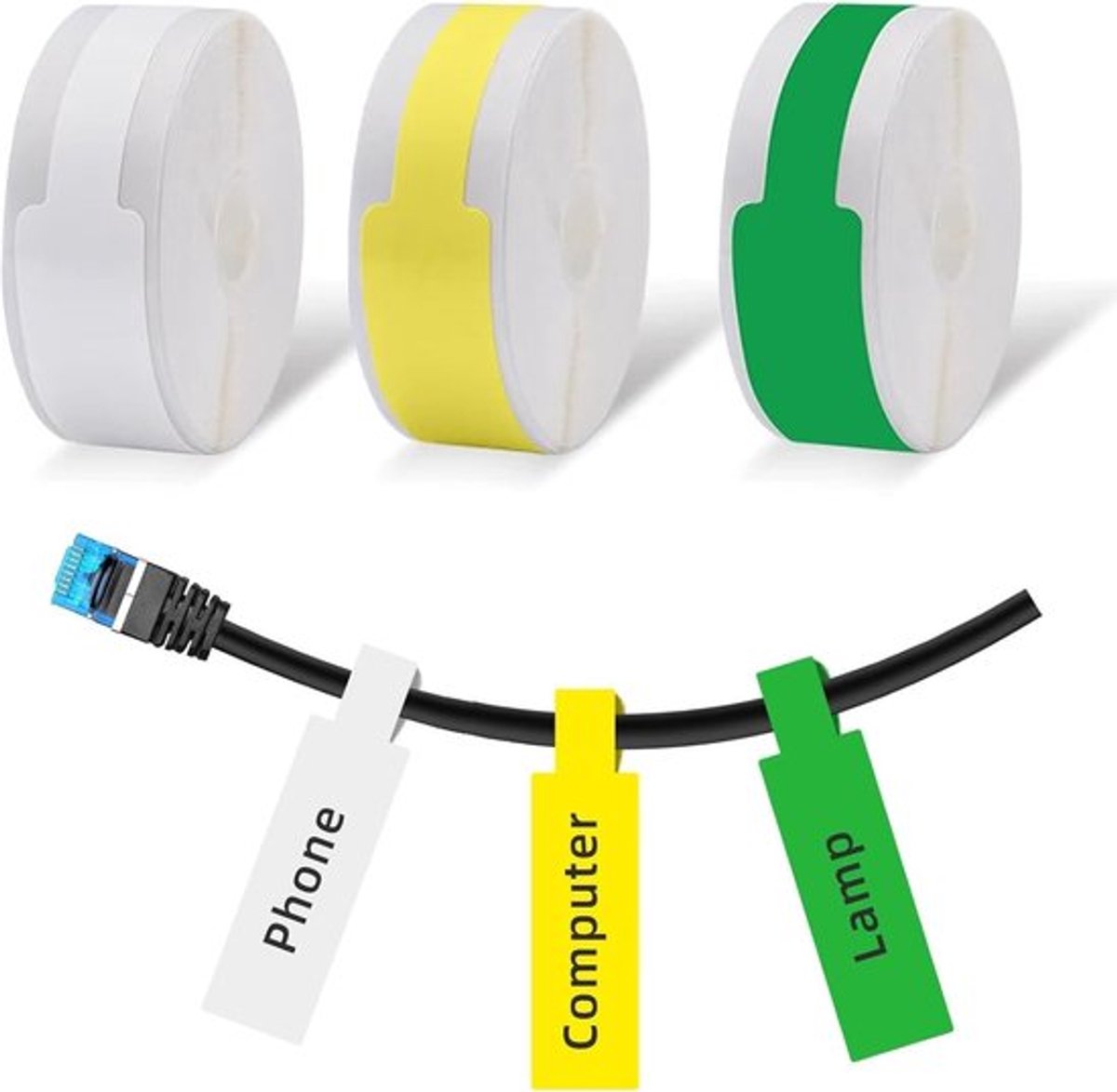 Kabeletiketten 3 Stuks - Thermische Stickers - Zelfklevend - Waterdicht - Krasbestendig - Voor Kabelidentificatie - Labelstickers