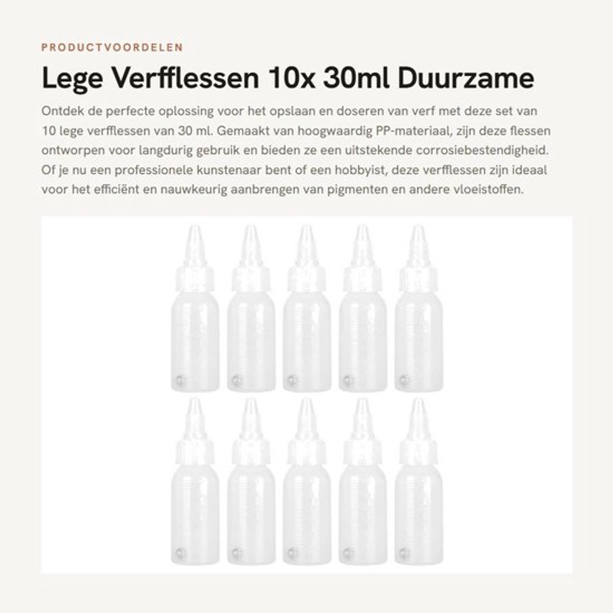 Verfflessen 30ml - 10 Stuks - Corrosiebestendig - PP Materiaal - Multifunctioneel - Nauwkeurige Schaal - Verfcontainers