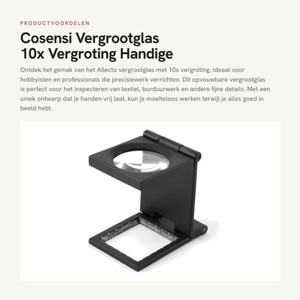 Vergrootglas - 10x Vergroting - Handige Opvouwbare Draadteller - Zwart - Draagbaar Vergrootglas voor Textiel - Geschikt voor Hobbymakers...
