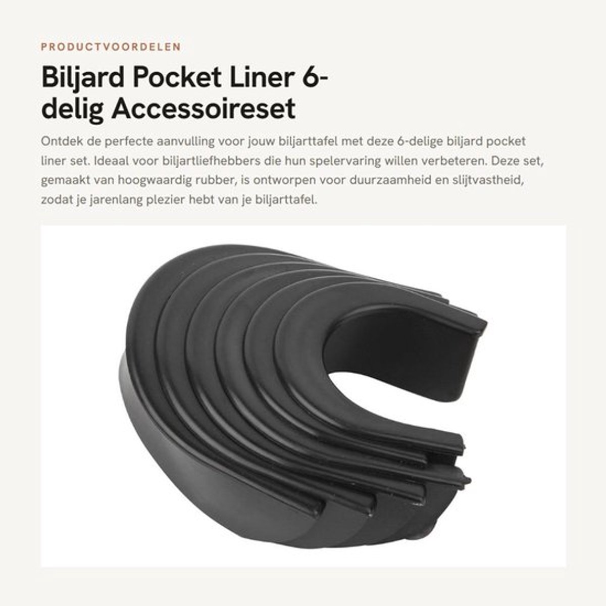 Biljard Pocket Liner - 6-delige Set - Rubber Voering - Geperforeerde Hoeken - Zijliners - Slijtvast en Duurzaam - Biljarttafel