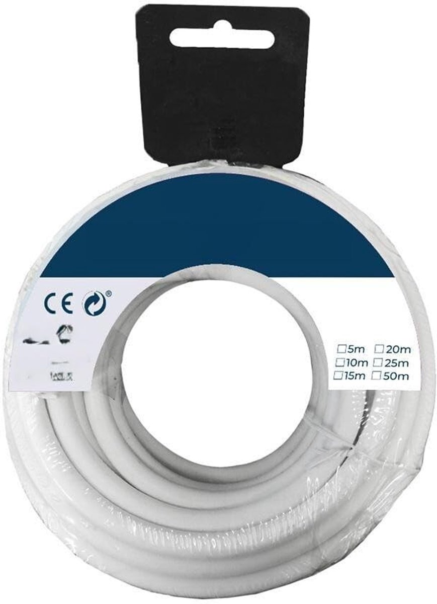 SnelShoppen - Slanghaspel 25 m met witte spoel, kabel voor grote elektrische apparaten, 2 x 2,5 mm diameter, ideaal voor tuin, camping, en klussen