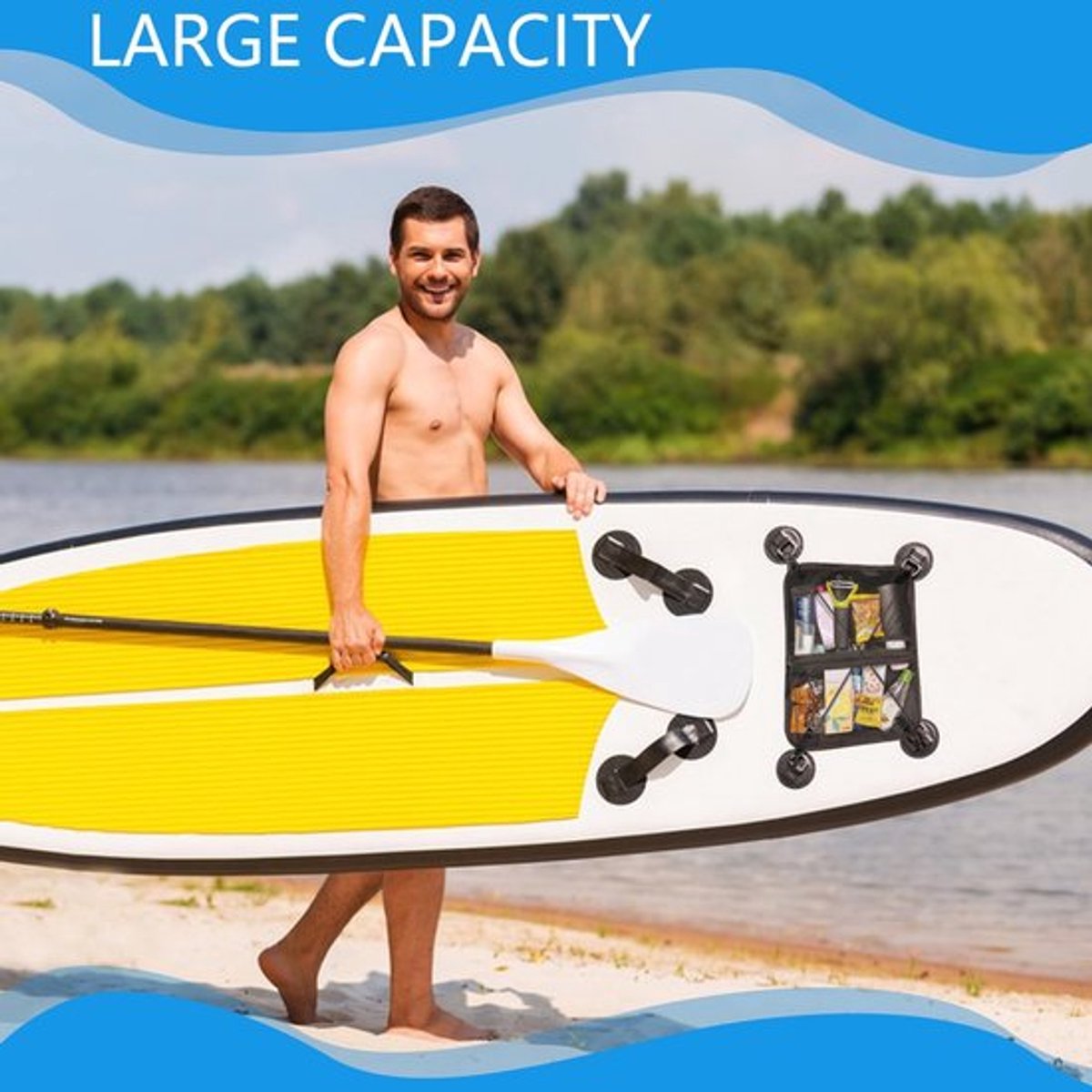 Paddleboard Deck Bag Mesh Storage Bag, SUP opslag Mesh Bag, opbergtas met vaste gesp voor stand-up paddle board, surfplank, kajak