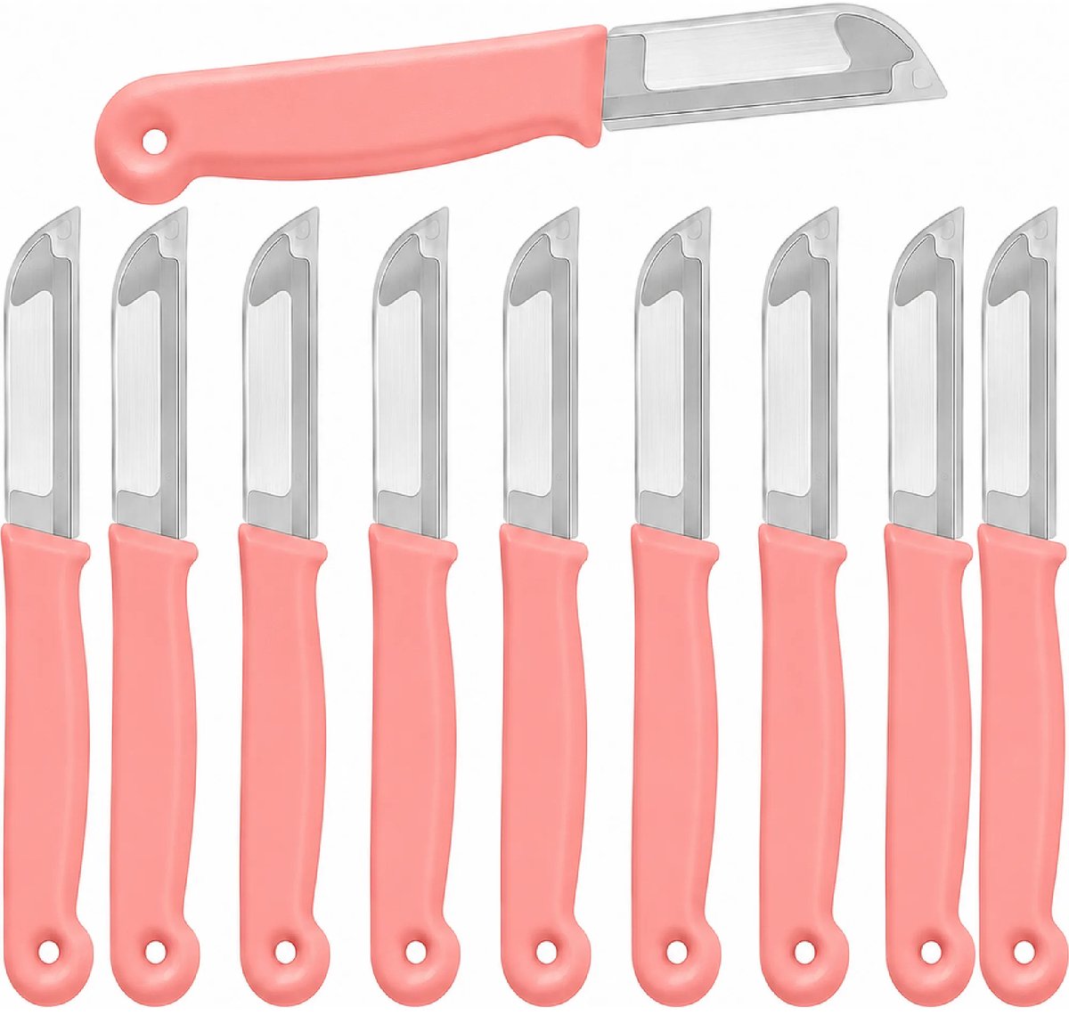 Solingen Schilmesje – RVS Glad – 16 cm met Blade Cover – Pastelroze – 10 Stuks