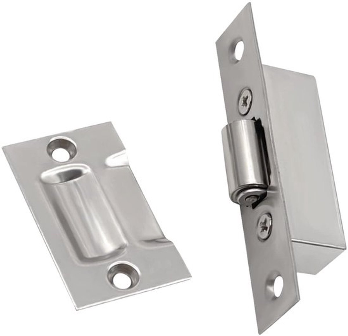 Roller Catch Stille Geluidsreductie - Deur Ball Catch - Kastdeur Vanger - Roestvrij Staal - Duurzaam - Inclusief 4 Schroeven - Kastdeurstopper