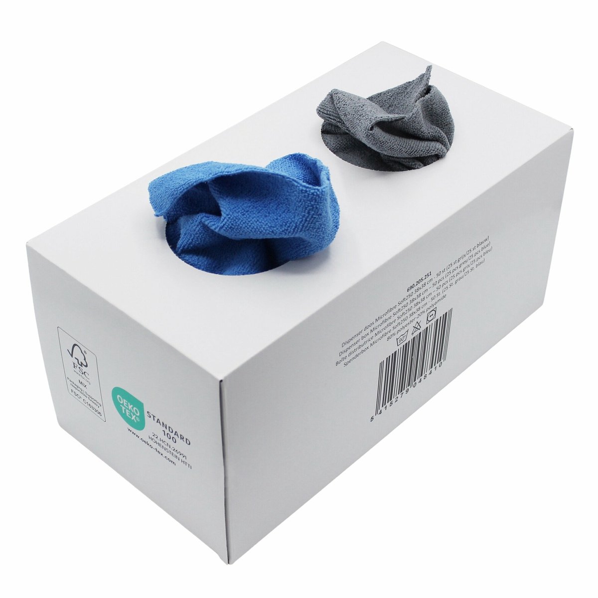 Microvezeldoeken Dispenserbox ChiaMo.nl Blauw/Grijs 38 x 38 cm (50 stuks)
