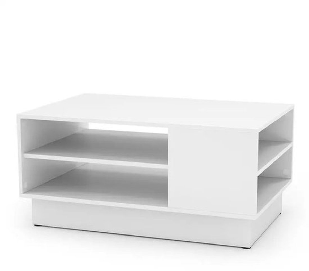 Houten salontafel met opbergruimte en open vakken, woonkamertafel, bijzettafel, banktafel, wit