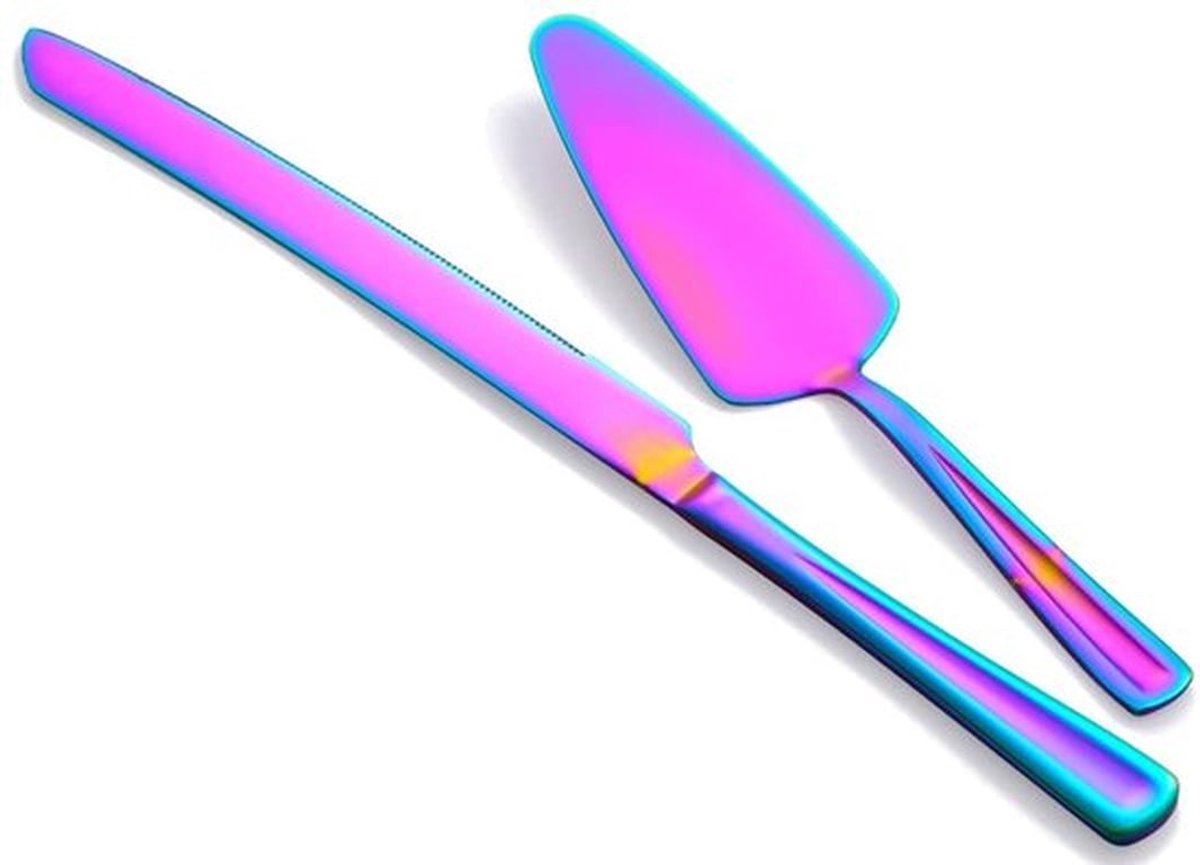 Taartmes Hoogglans - Taartschep - Roestvrij Staal - Regenboog - Taartsnijset - Perfect voor Feesten