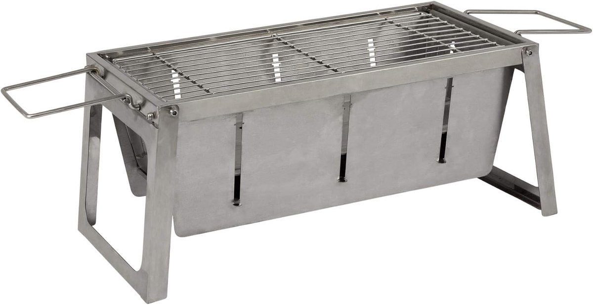 SnelShoppen - Opvouwbare Houtskool Grill RVS - Heavy Duty BBQ Rooster voor Camping, Tailgating en Outdoor Barbecues met Draagtas - Compact en Duurzaam