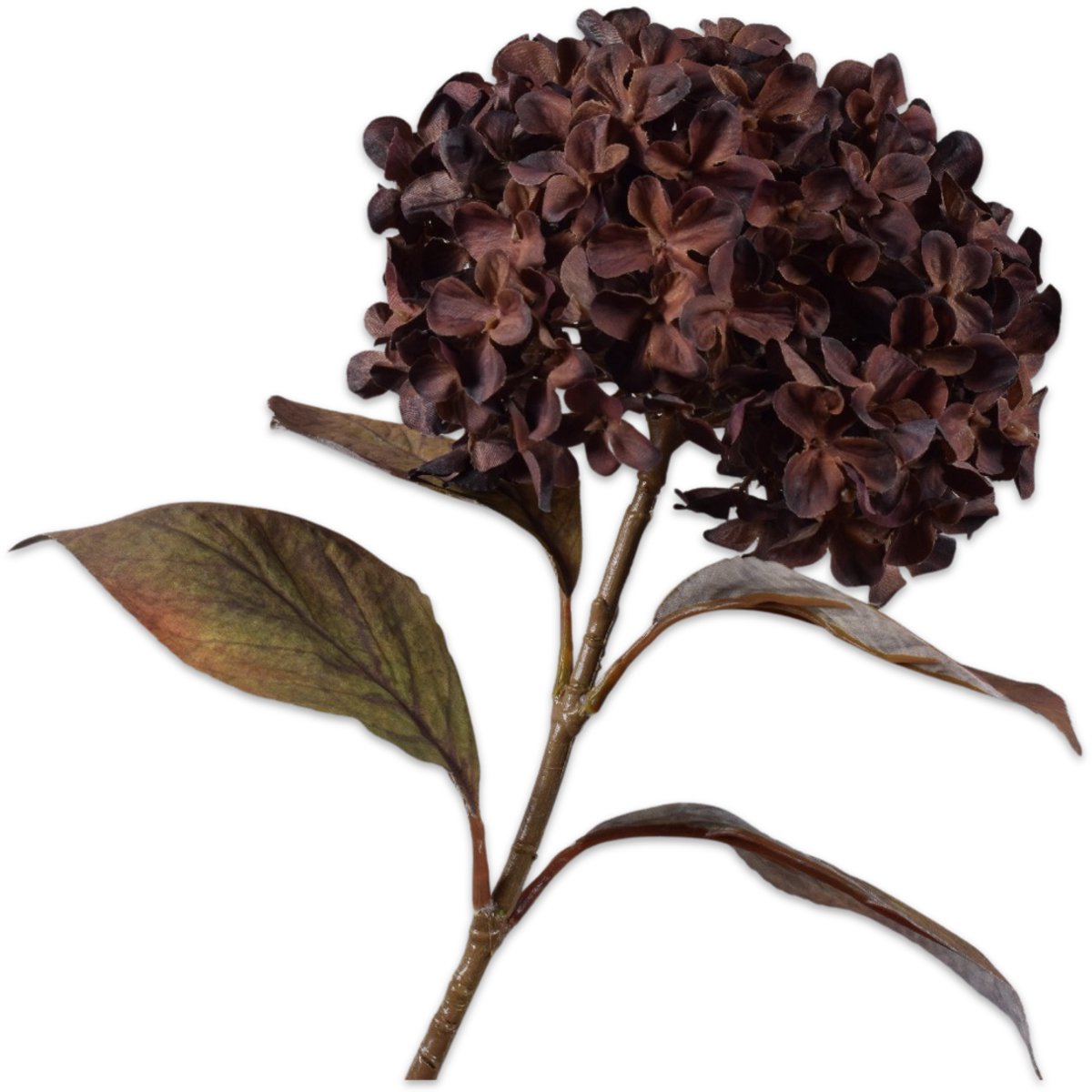 Silk-ka Kunstbloem-Zijden Bloem Hortensia Tak Bruin-Bordeau 67 cm