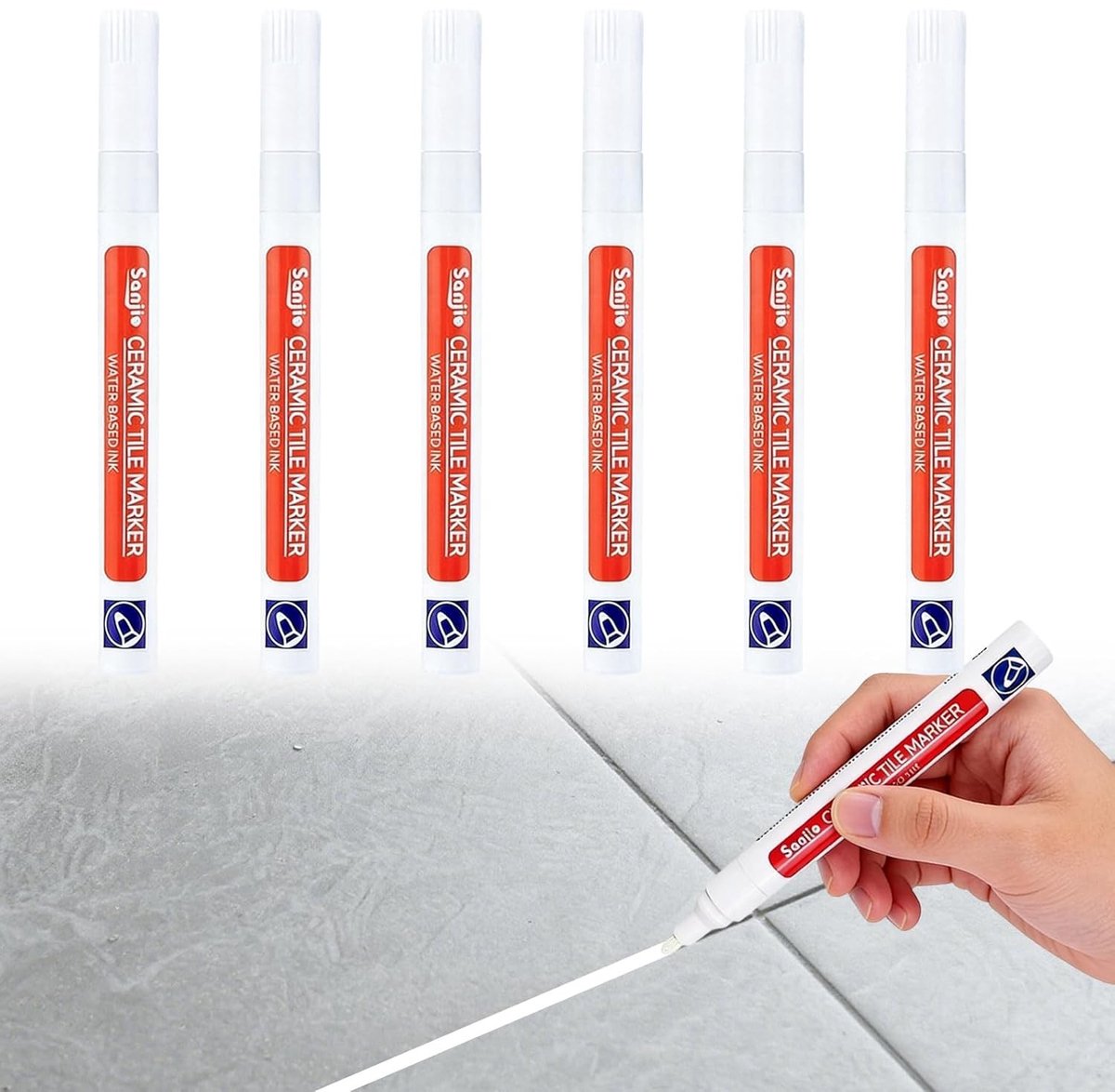 Markers voor tegelvoegen - 6 stuks witte stiften voor reparatie en herstel van vloeren, muren en badkamers