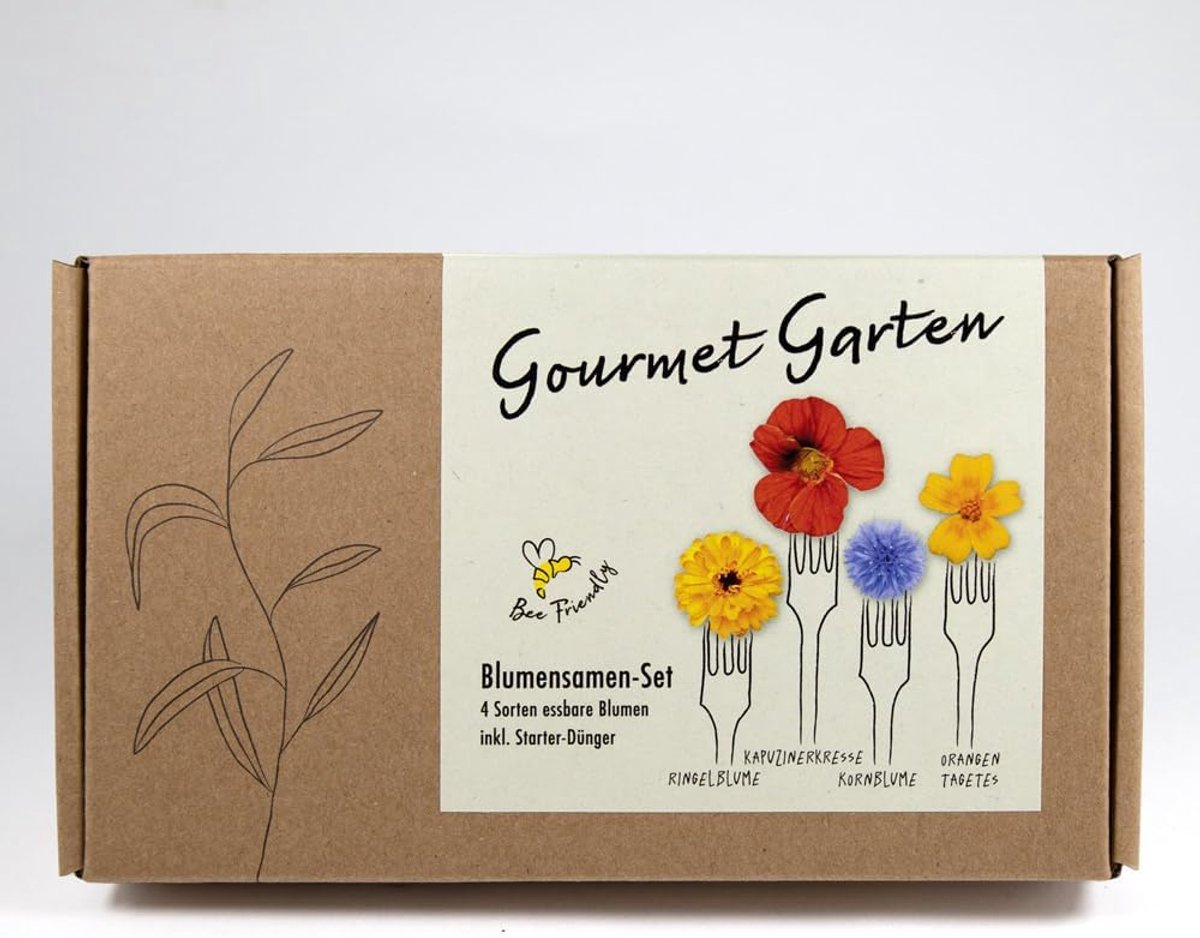 SnelShoppen - GOURMET BLOEMEN Bloemenzaden Geschenkdoos - 4 Soorten Eetbare Bloemen voor Tuin, Keuken en Feesten - Perfect voor Creatieve Koks en Tuin