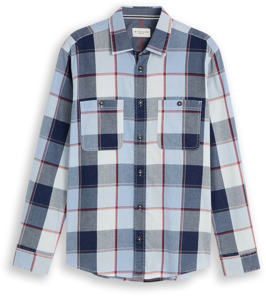Tom Tailor - Regular fit overhemd met gewassen look - Maat XL - blue big check