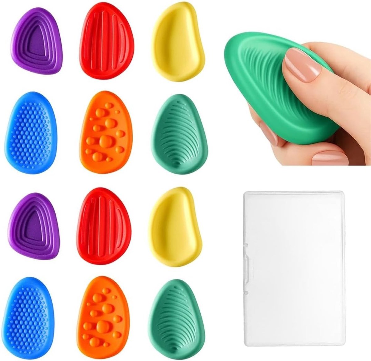 12 stuks sensorische stenen fidget toys voor stressvermindering, angstverlichting en ontspanning, geschikt voor kinderen en volwassenen met ADHD en autisme