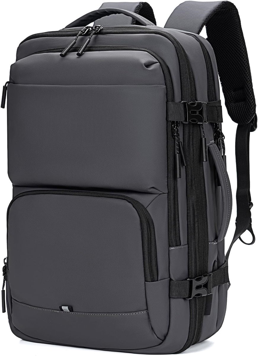 Bobypet - Rugzak als handbagage, waterdichte multifunctionele rugzak voor in het vliegtuig met laptopvak, grote capaciteit voor reizen, werk en vrije tijd (grijs)