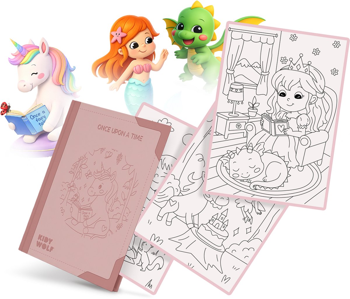 KIDYWOLF KIDYDRAW-PAD Refill – Once Upon a Time – 30 Illustraties - 6+