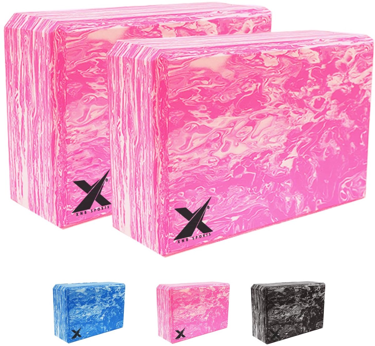 SnelShoppen - 2-delige set yogablokken antislip roze, voor pilates, flexibiliteit, lichaamsbalans, krachttraining, eenvoudig gripoppervlak, set van 2