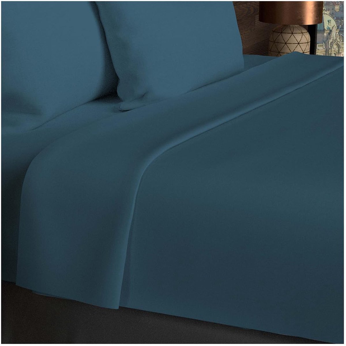 SnelShoppen - Katoenen Laken Effen Eendenblauw 260x300 cm - Hoogwaardige Draaddichtheid 57 - Perfect voor Bed, Gastenkamer, Camping en Tuin