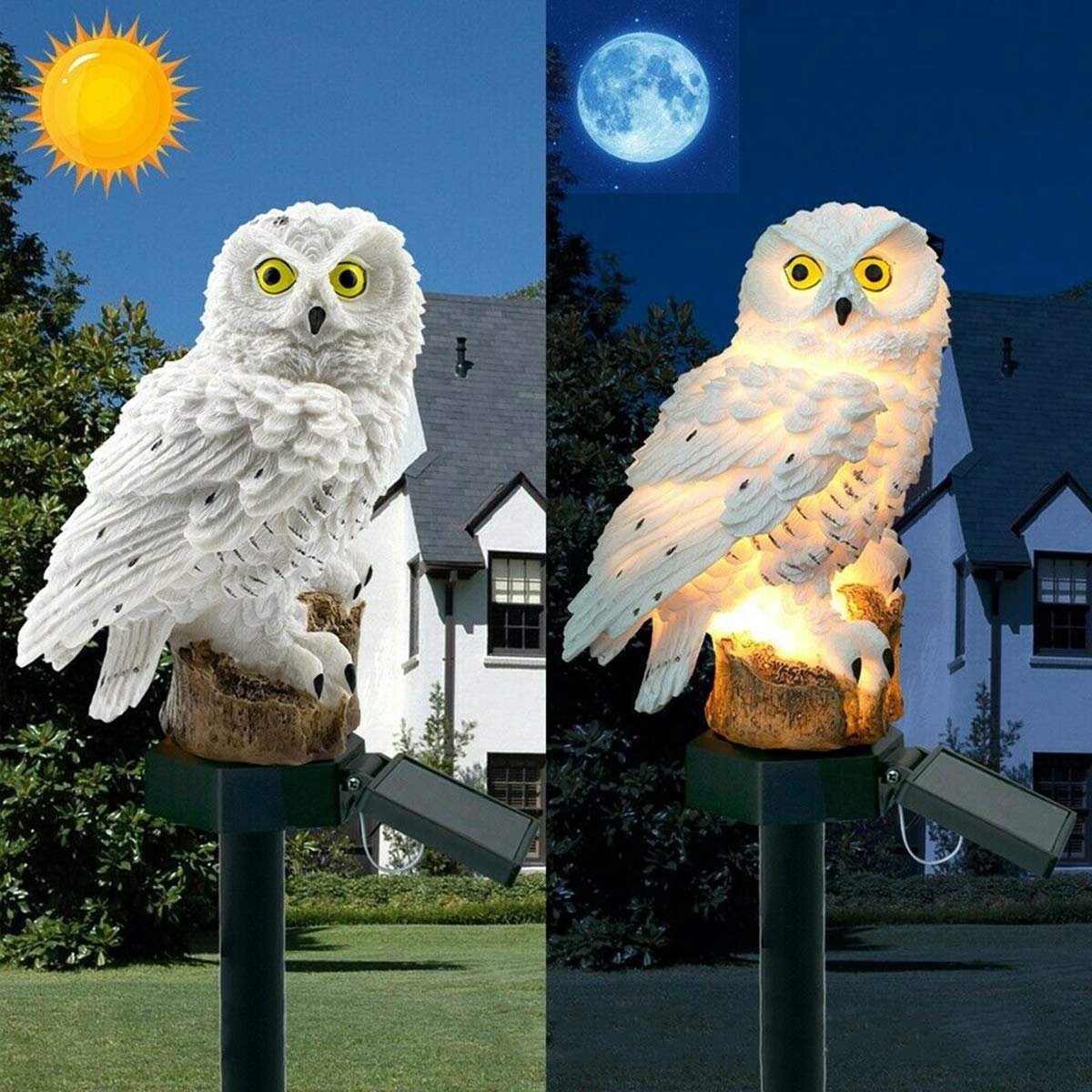 SnelShoppen - LED Solar Tuinlicht Uilvorm Buiten Gazonlamp Waterdicht Energiebesparend Nachtlampje Decoratief Wit voor Tuin, Balkon, Camping en Feest