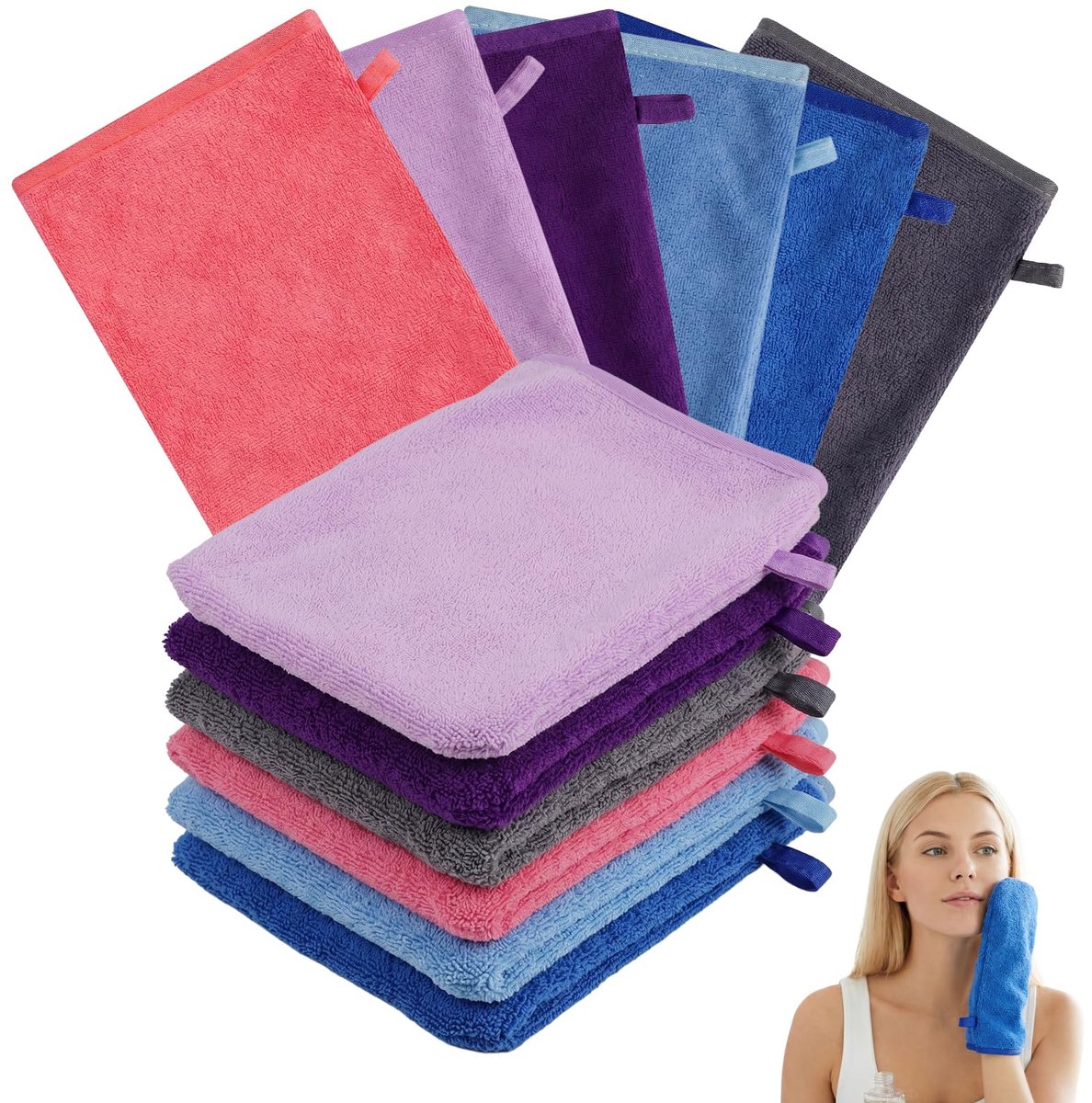 SnelShoppen - 12 Stuks Microvezel Washandjes voor Gezicht en Lichaam - Herbruikbaar, Zacht en Sterk Waterabsorberend Flanel - Perfect voor Spa, Bad en