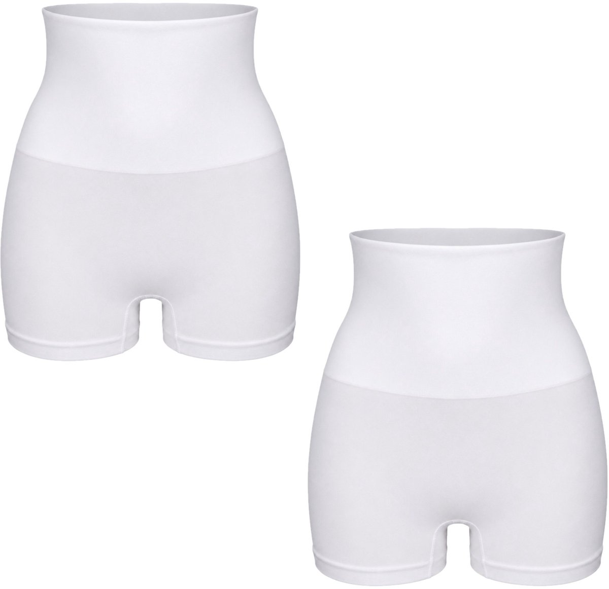 J&C 2-pack Corrigerende Dames Short Hoog Model – Shapewear Short met Hoge Taille – Sterk Corrigerend – Microfiber – Wit – Maat S/M