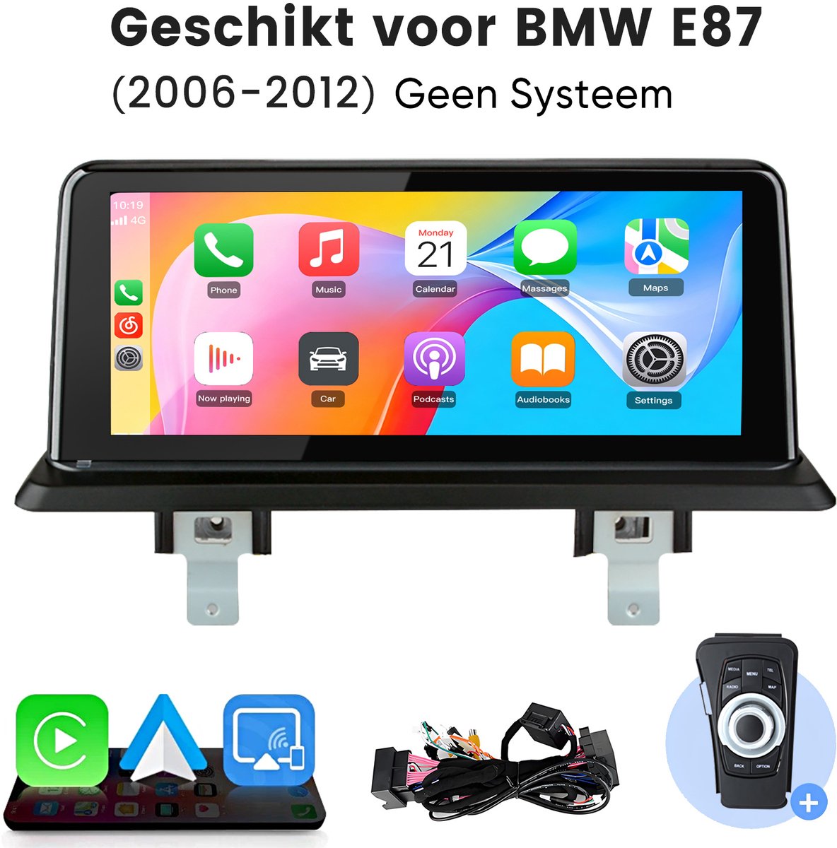 Junsun Linux systeem Autoradio Geschikt voor BMW 1er E81 E82 E87 E88 2006-2012 - Draadloze CarPlay & Andriod Auto met Bluetooth - GPS-Navigatiesysteem - 10,26-inch Touchscreen - Stuurwielbediening - WiFi - USB - RDS