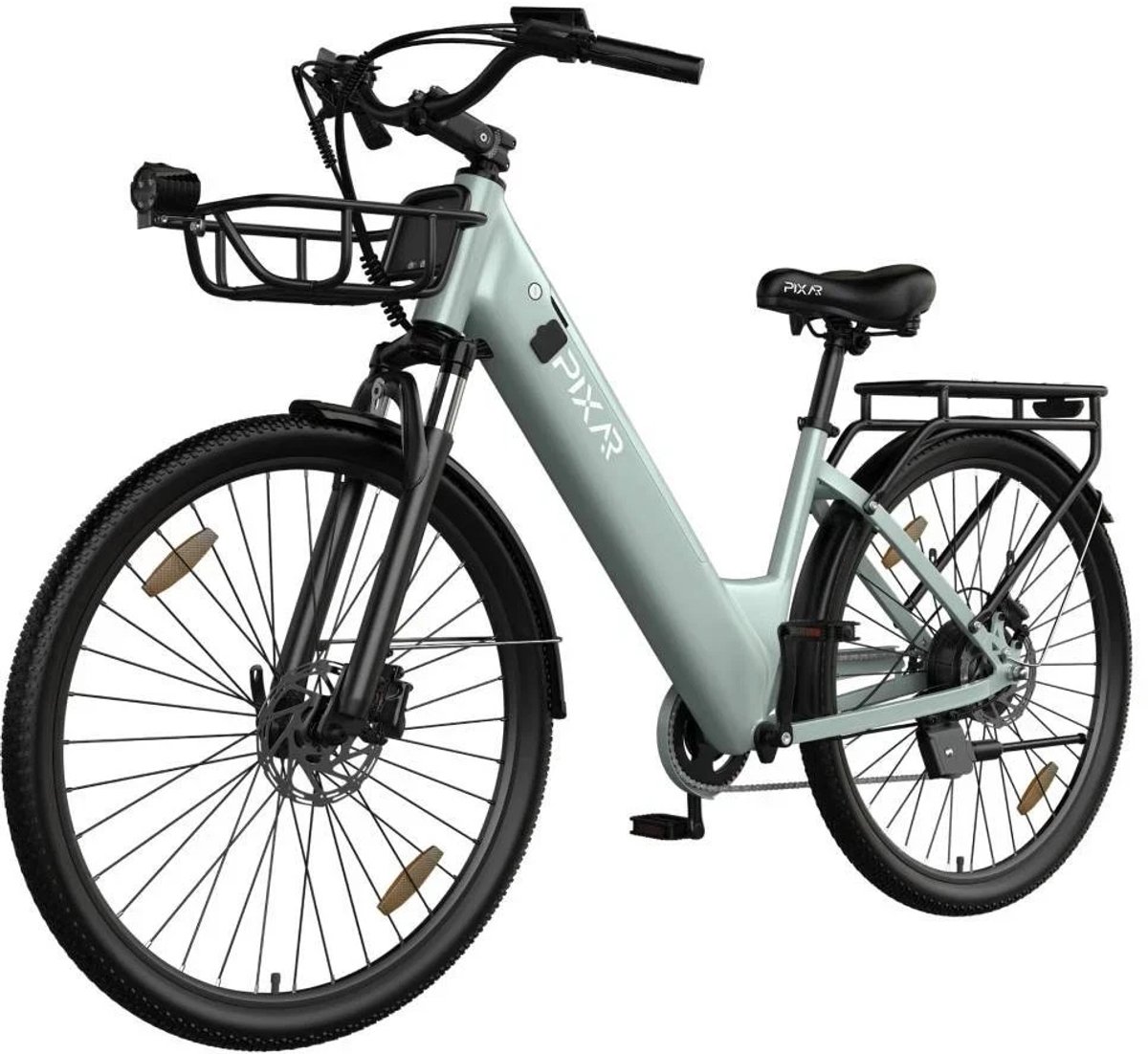 SmarAI C1 Pro Elektrische Stadsfiets 28 Inch - 250W Motor - 36V18Ah Accu - Extra Groot Bereik tot 120 km- Shimano 7 versnellingen - Verende Voorvork - Inclusief Fietsmand en Slot-Blauw