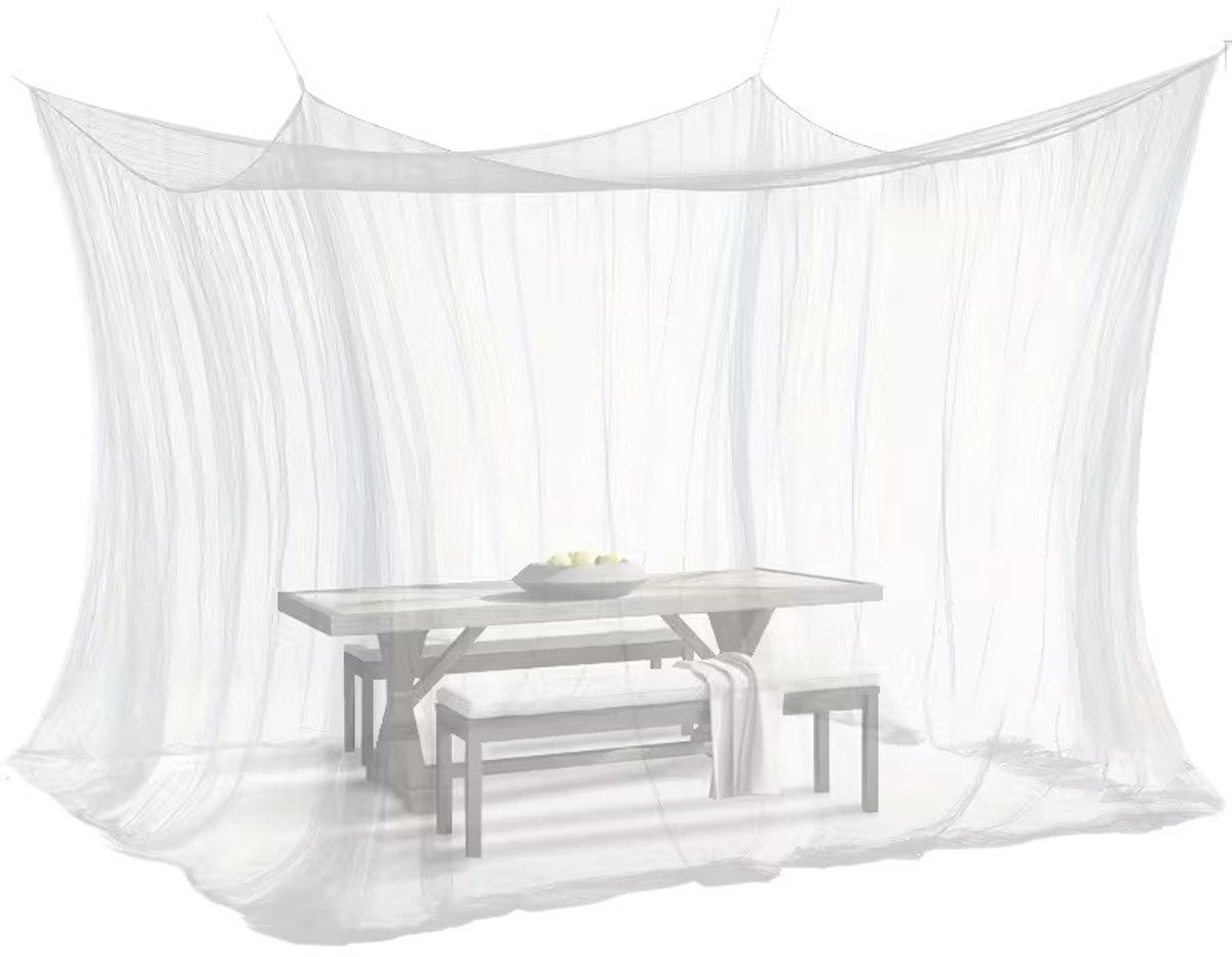 Vierkant klamboe voor buiten - Reizen/Thuis Muggennet- Klamboe voor buiten - Het gaas is dicht en biedt een ruime dekking - Voor camping terras tuin tuinhuisje - 300 x 300 x 250 CM - Wit