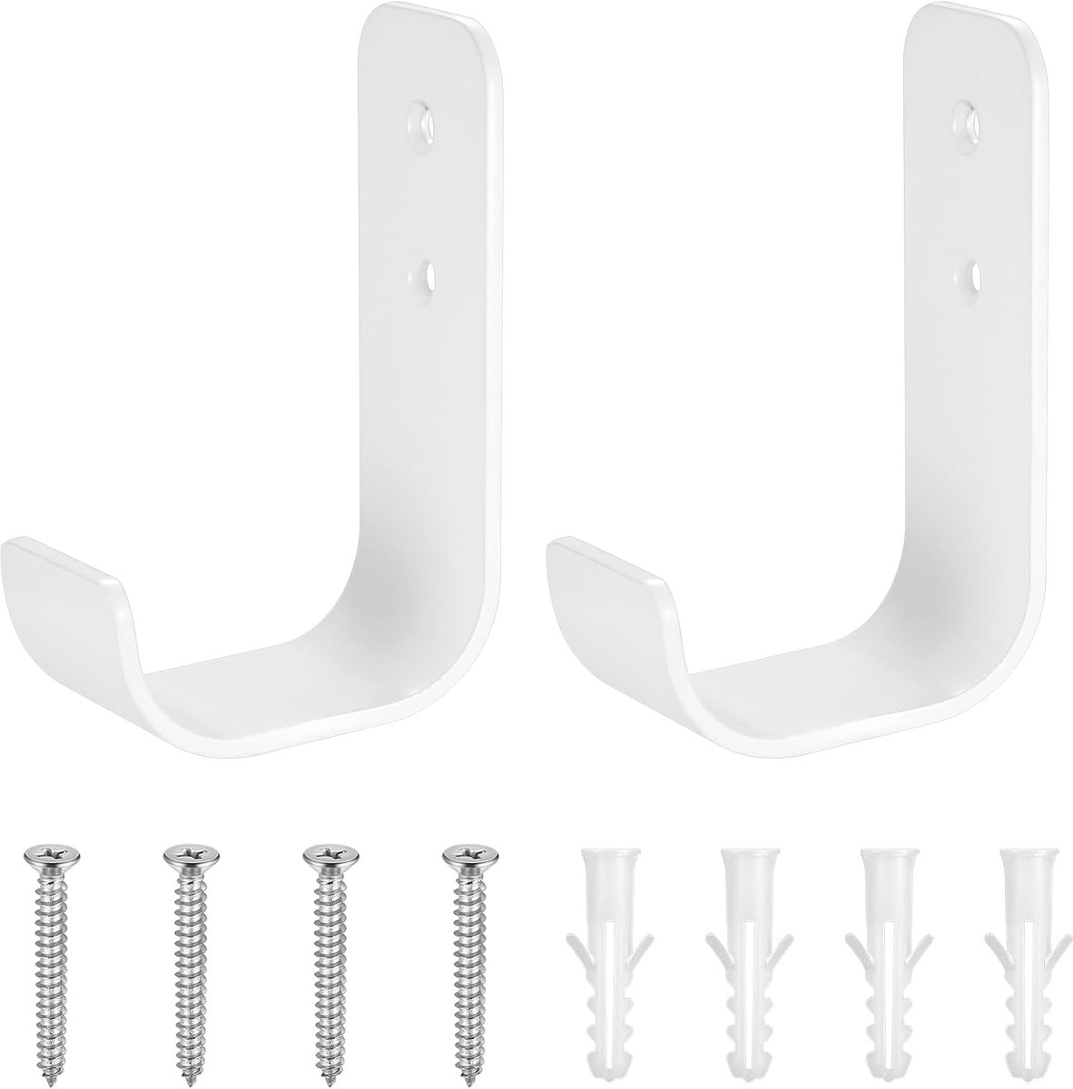 Wandhaken voor garage - 2 stuks - witte J-haken - stevige wandhouder voor tuinslang - ShopVlot