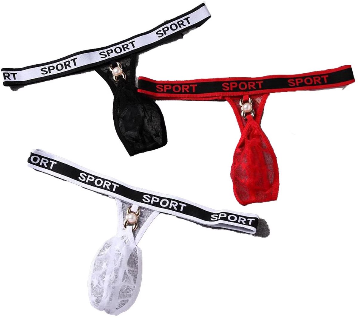 SnelShoppen - Sexy Jock Bandjes Mannen Low Rise Thongs T-Back G-strings Elastische Slipje Mannelijke Homo Sissy Pouch Slips Ondergoed, 3 Stuks One Siz