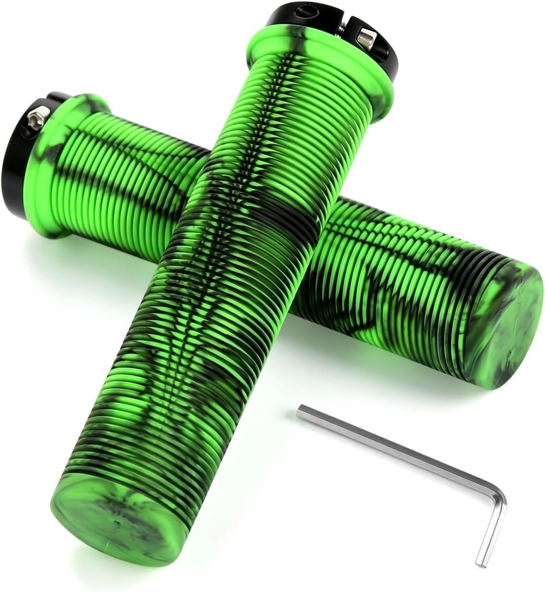 Ergonomische antislip fietsstuurgrepen 22 mm met aluminium slot voor MTB, stadsfiets en racefiets - 1 paar (groen)